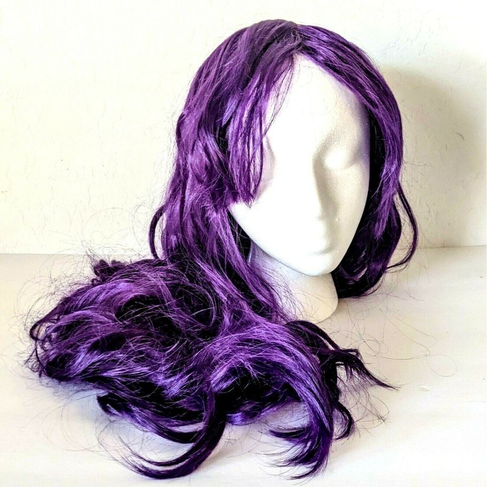 32" Cosplay Long Hair Wig Curly Wave Hairs Purple